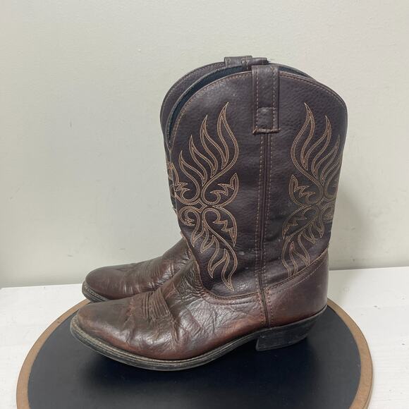 Laredo‎ Cowboy Boots Women 6.5 M Brown Leather Vamp Faux Shaft Western Style - Picture 6 of 11